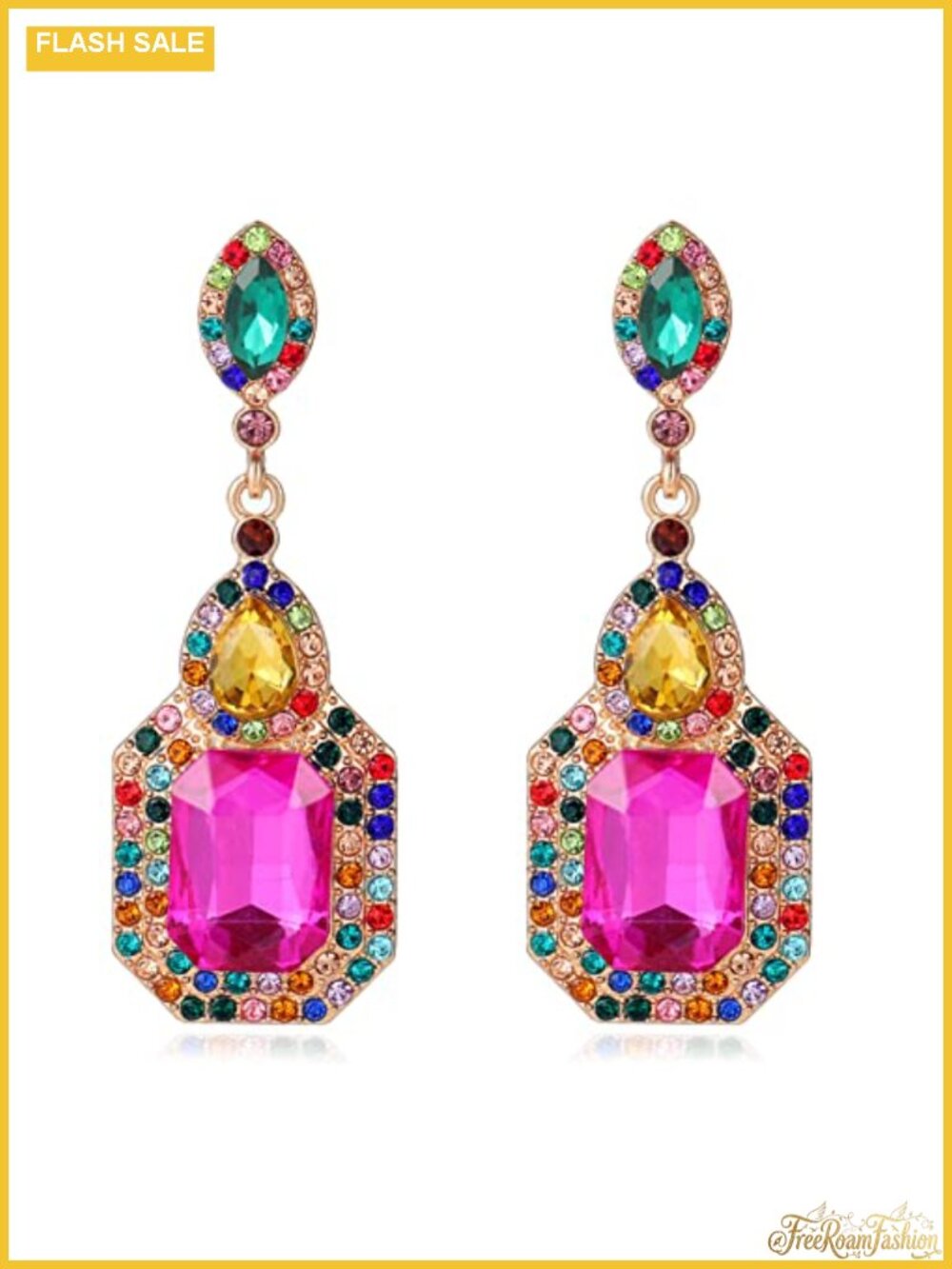 Rhinestone Crystal Dangle Drop Earrings Stainless Steel Post Back